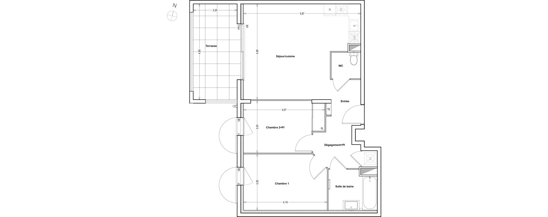 Appartement T3 de 60,75 m2 &agrave; Auriol Centre