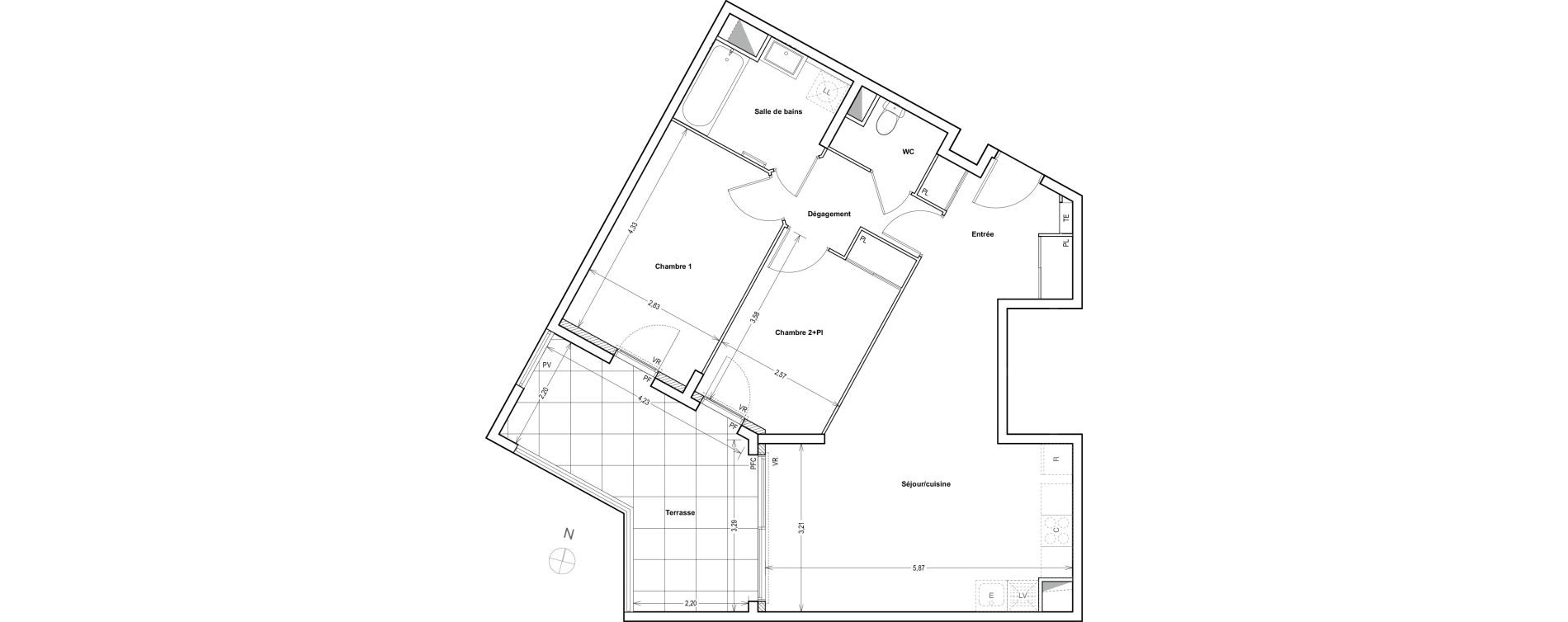Appartement T3 de 65,51 m2 &agrave; Auriol Centre