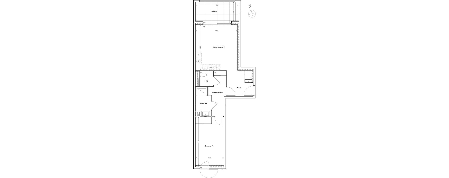 Appartement T2 de 50,55 m2 &agrave; Auriol Centre