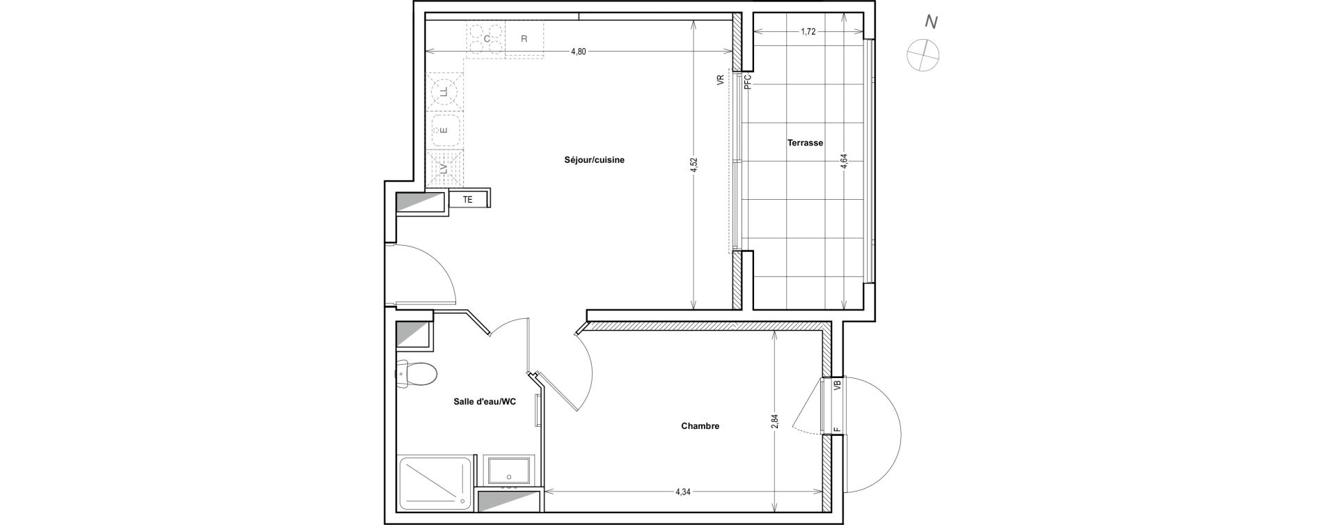 Appartement T2 de 40,74 m2 &agrave; Auriol Centre