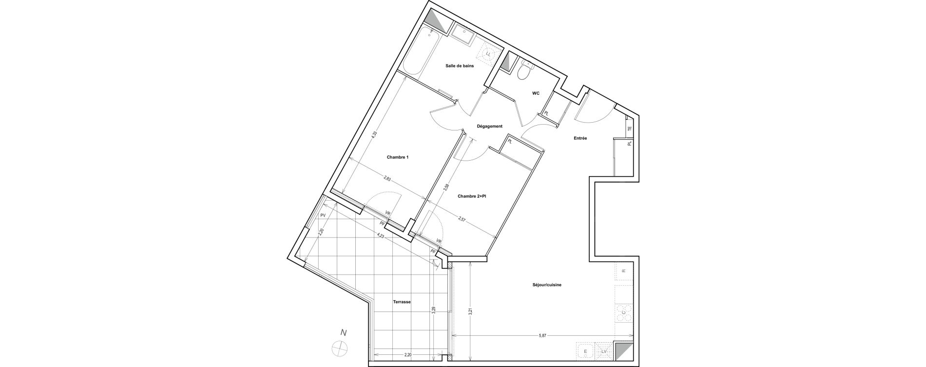 Appartement T3 de 65,50 m2 &agrave; Auriol Centre