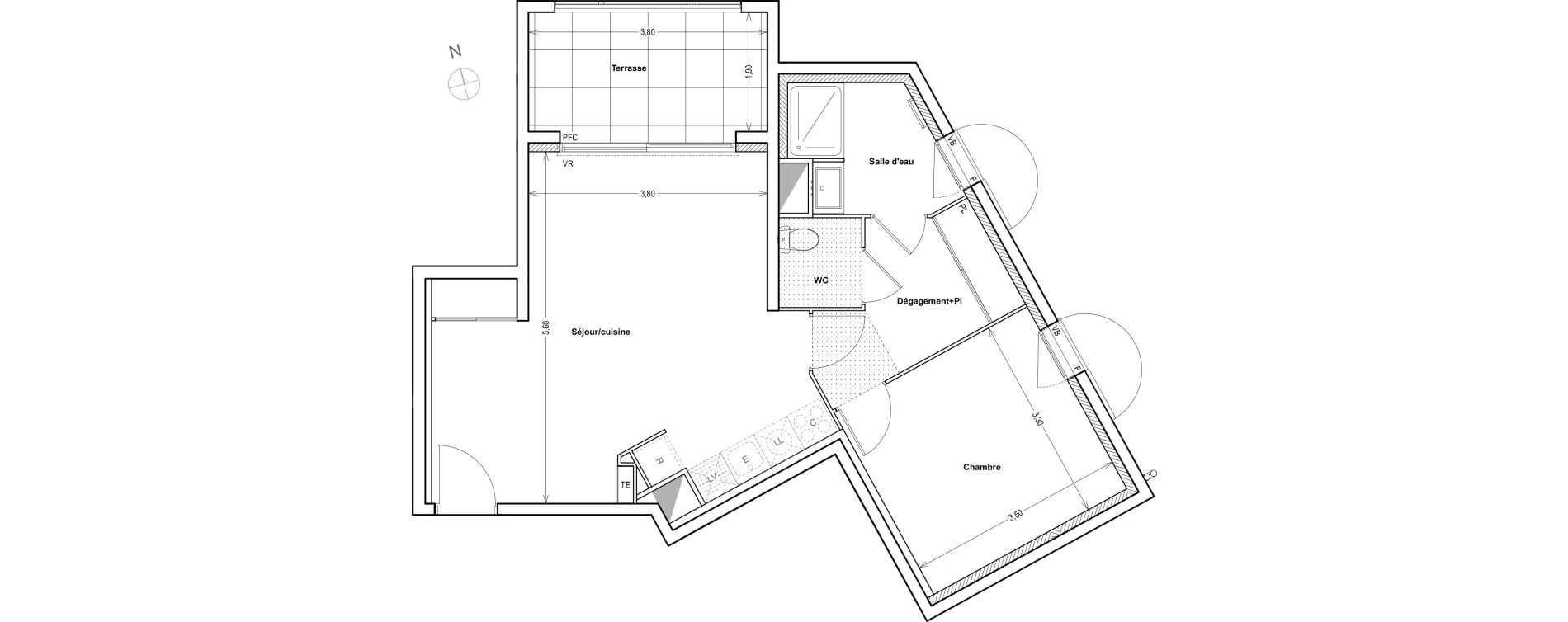 Appartement T2 de 51,64 m2 &agrave; Auriol Centre