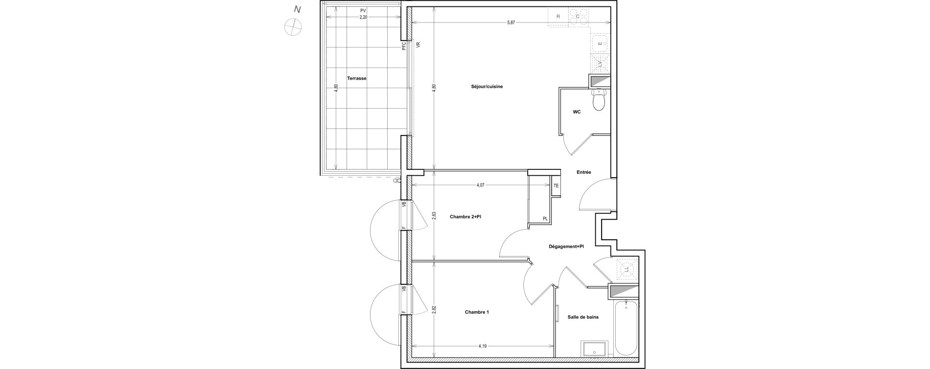 Appartement T3 de 60,75 m2 &agrave; Auriol Centre
