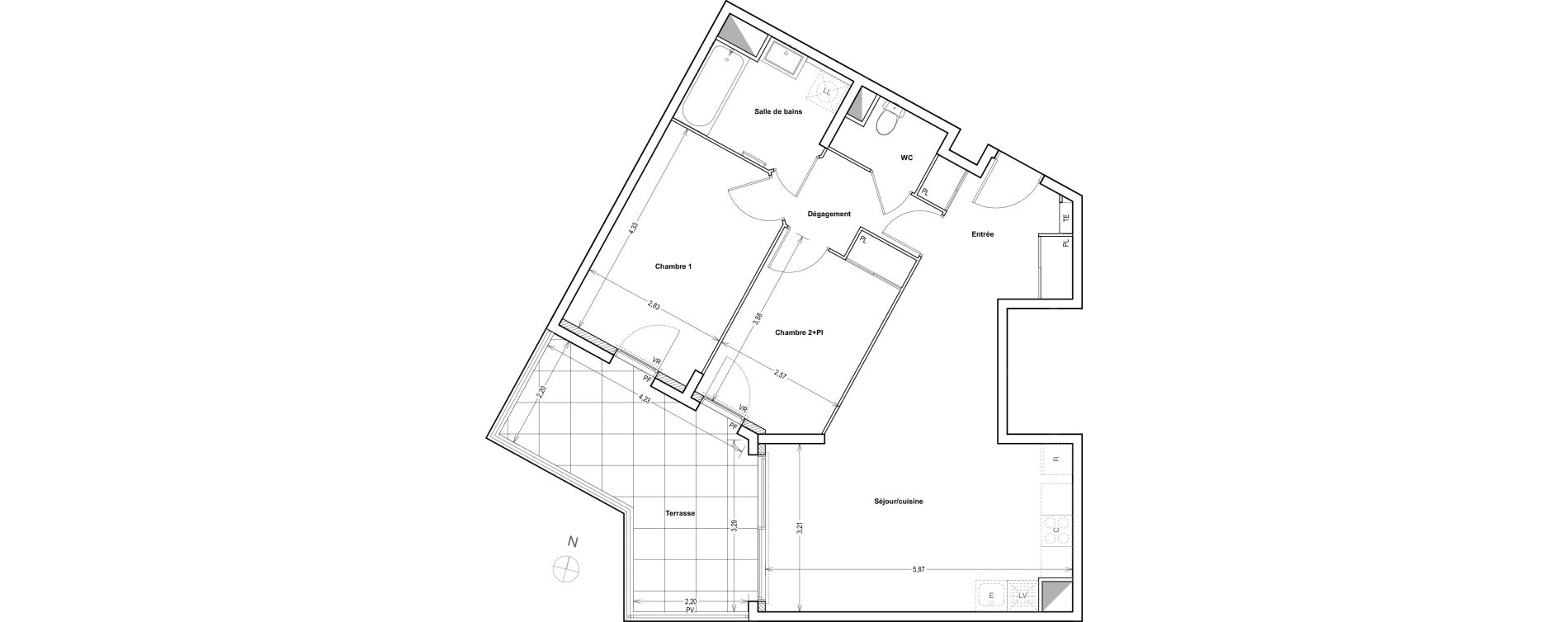 Appartement T3 de 65,50 m2 &agrave; Auriol Centre