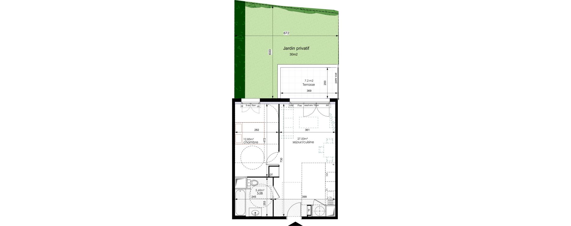 Appartement T2 de 45,45 m2 &agrave; Bouc-Bel-Air Centre