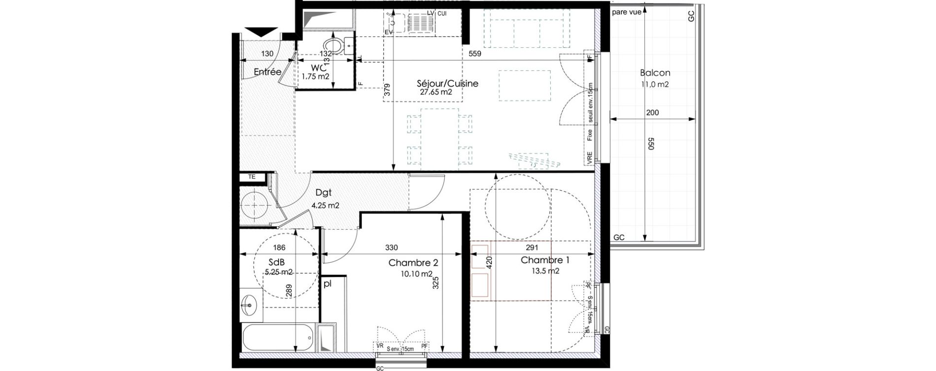 Appartement T3 de 62,50 m2 &agrave; Bouc-Bel-Air Centre