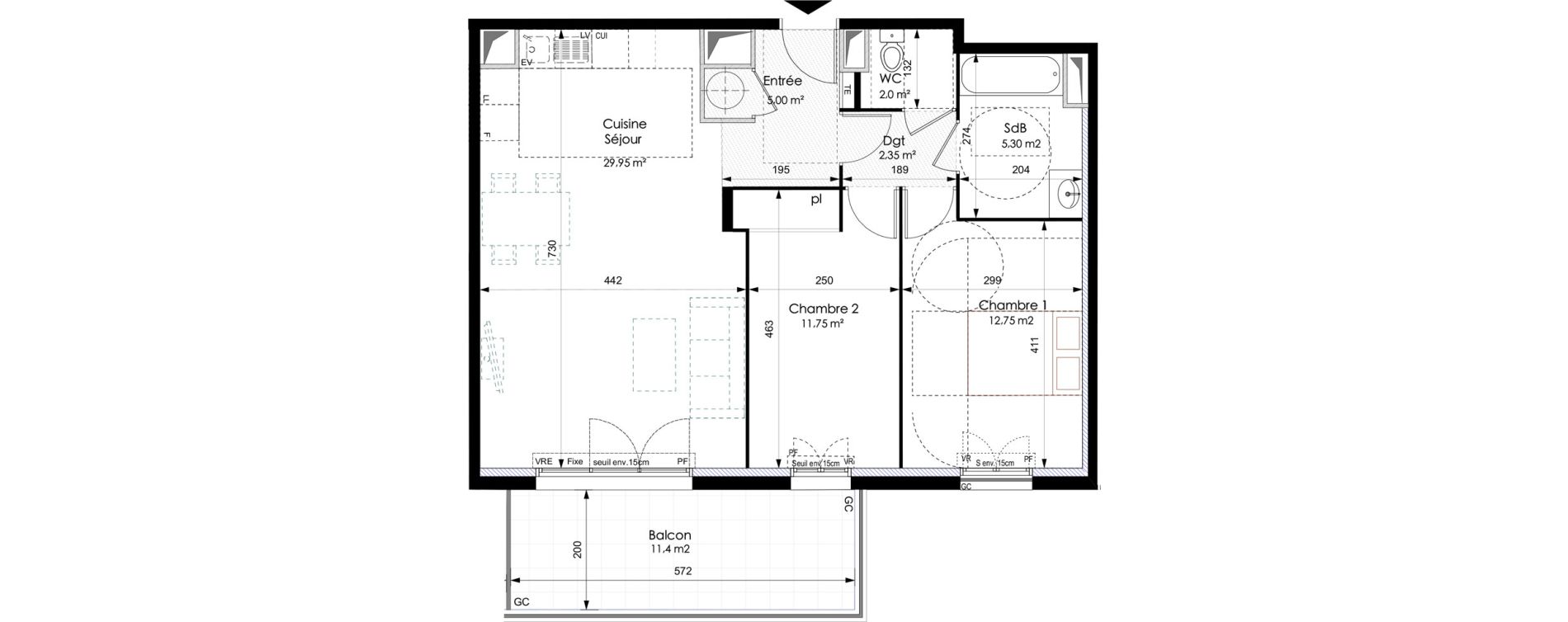 Appartement T3 de 69,10 m2 &agrave; Bouc-Bel-Air Centre