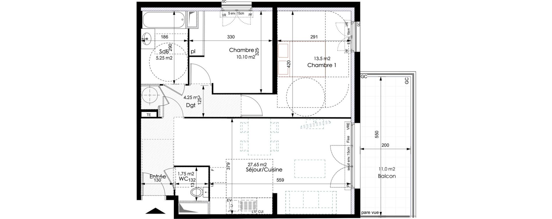 Appartement T3 de 62,50 m2 &agrave; Bouc-Bel-Air Centre