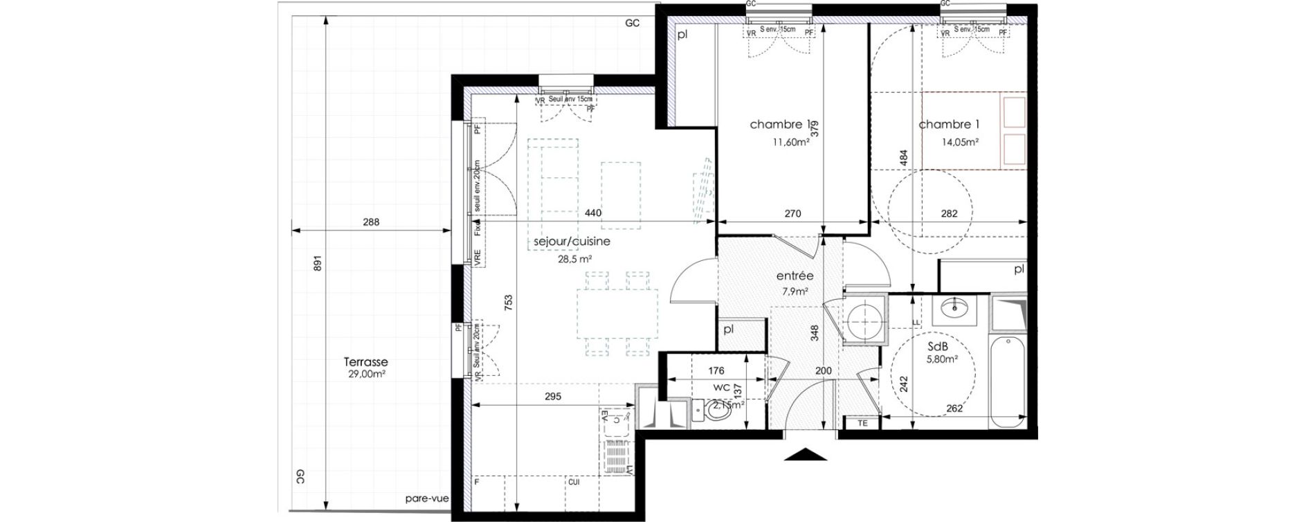 Appartement T3 de 70,00 m2 &agrave; Bouc-Bel-Air Centre