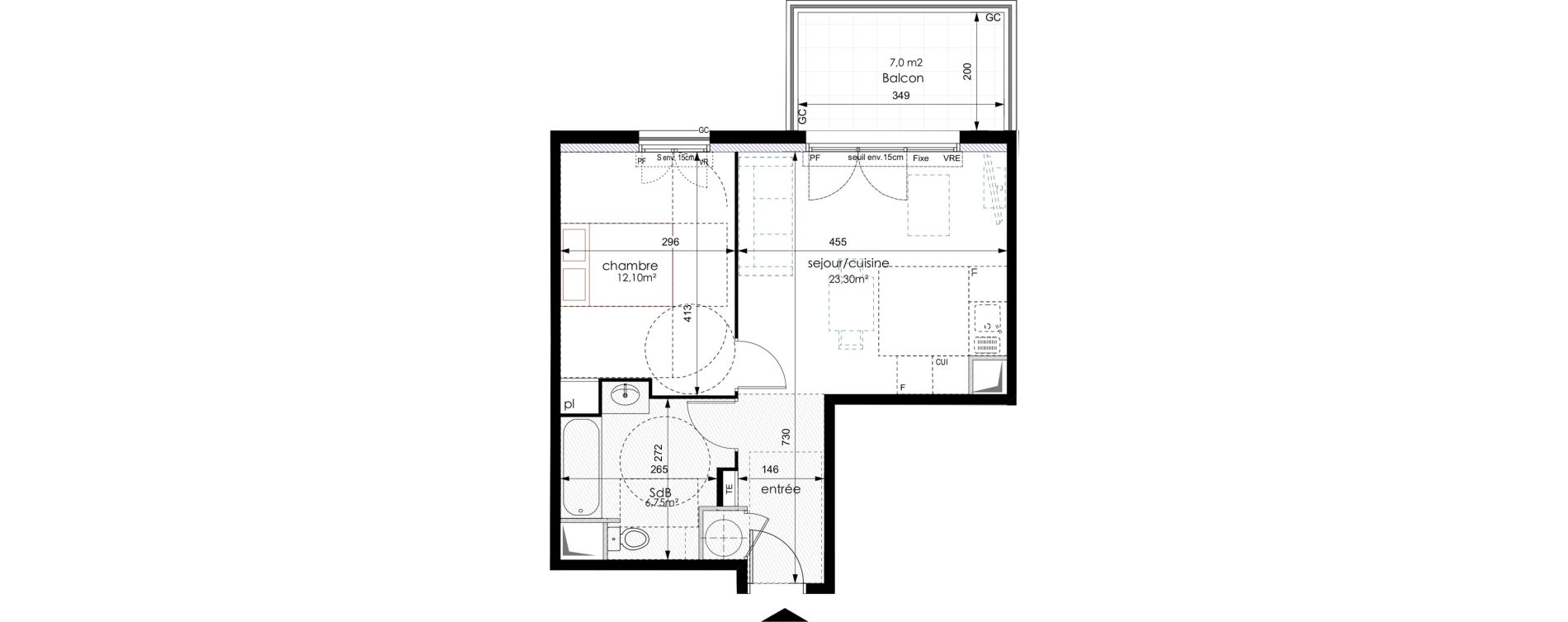 Appartement T2 de 42,15 m2 &agrave; Bouc-Bel-Air Centre