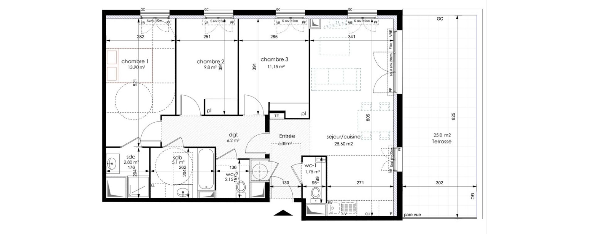 Appartement T4 de 83,75 m2 &agrave; Bouc-Bel-Air Centre