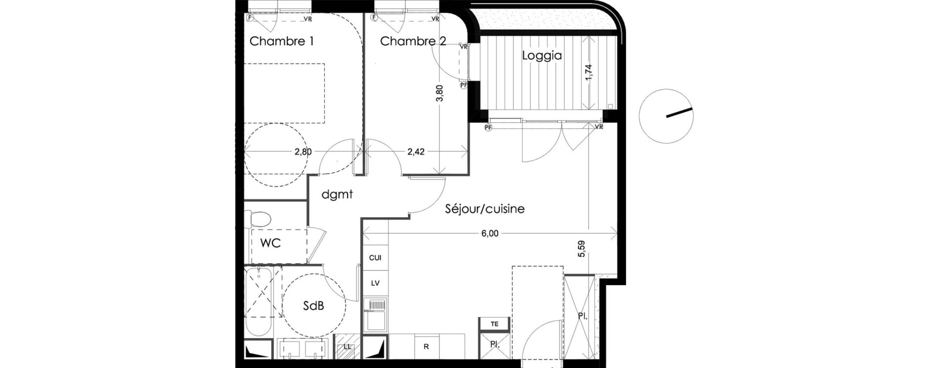 Appartement T3 de 59,82 m2 &agrave; Cabannes Centre