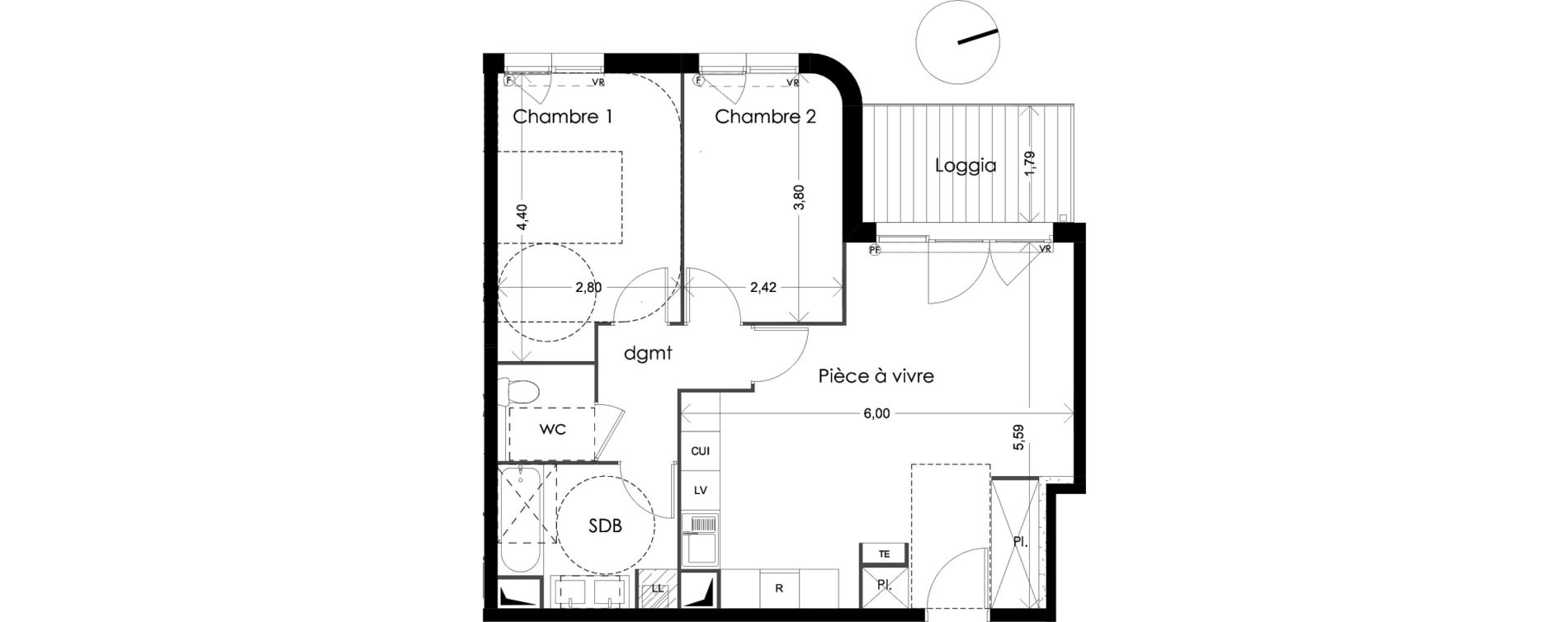 Appartement T3 de 59,89 m2 &agrave; Cabannes Centre