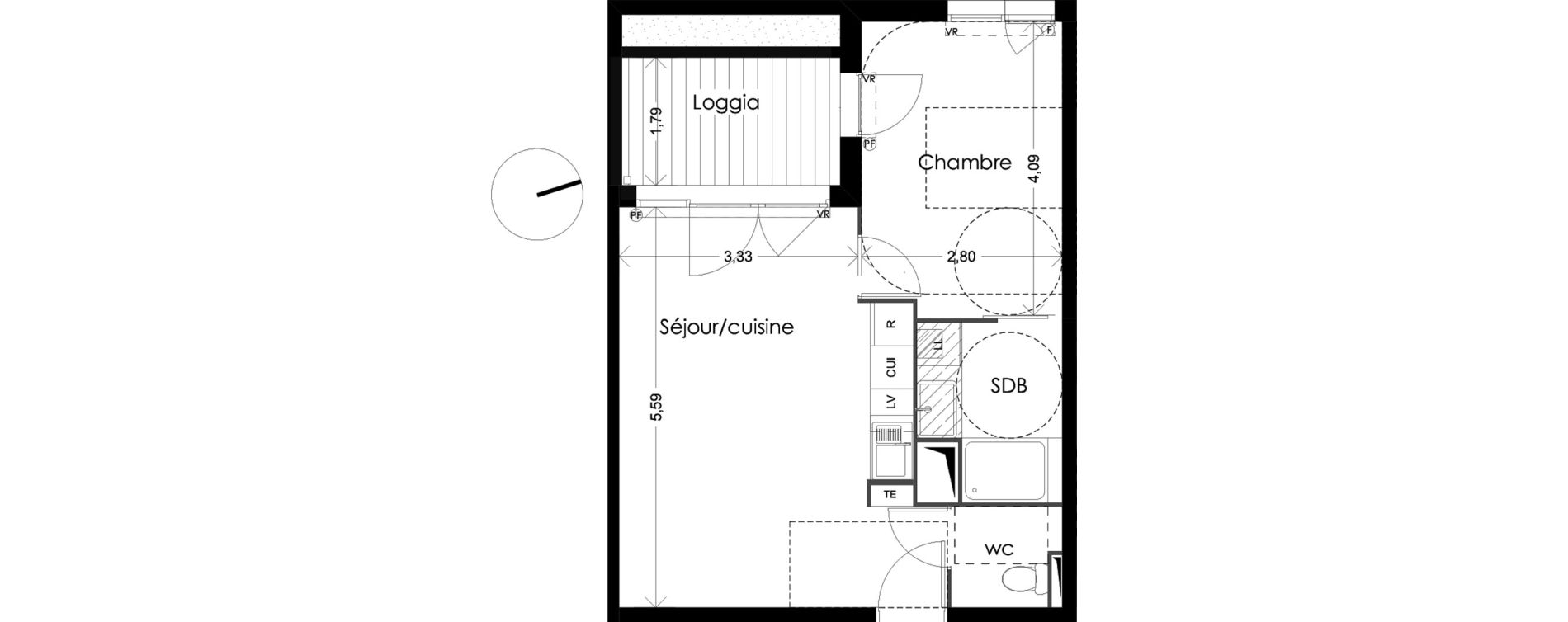 Appartement T2 de 40,43 m2 &agrave; Cabannes Centre