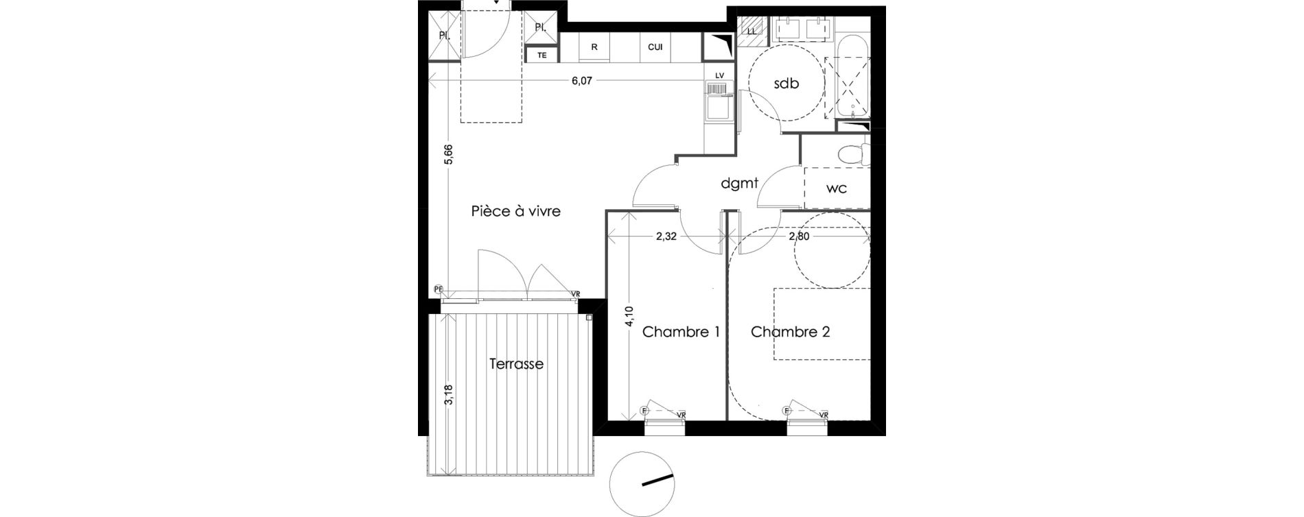 Appartement T3 de 57,99 m2 &agrave; Cabannes Centre