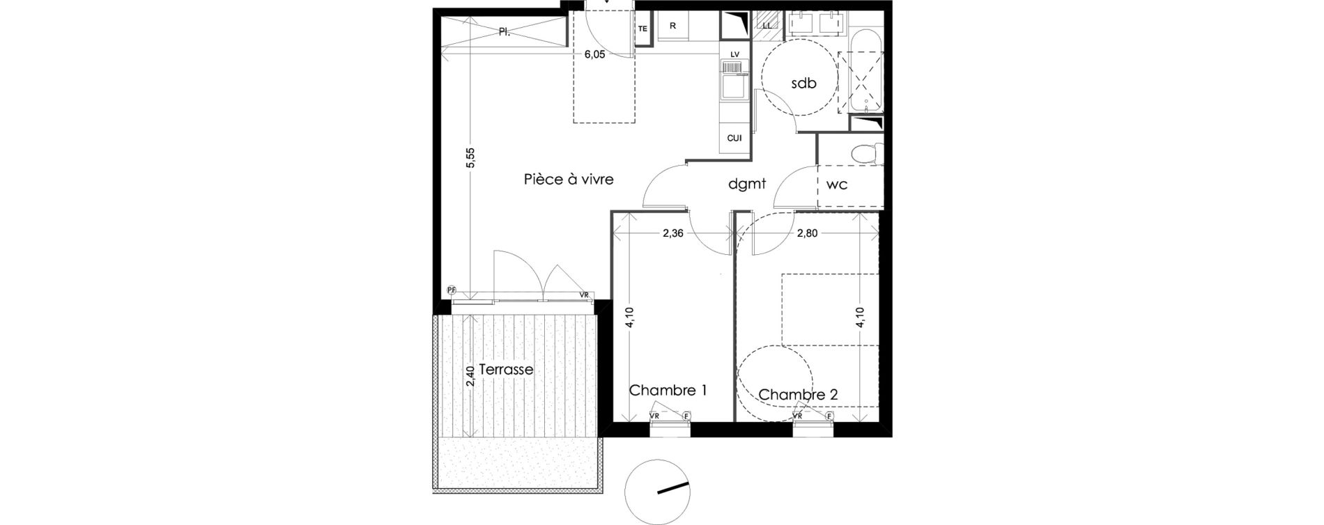 Appartement T3 de 59,36 m2 &agrave; Cabannes Centre