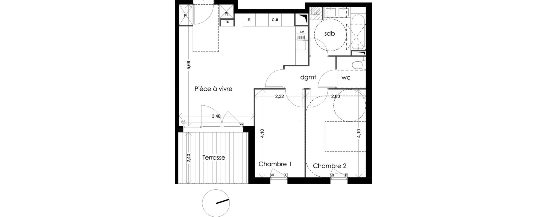 Appartement T3 de 57,99 m2 &agrave; Cabannes Centre