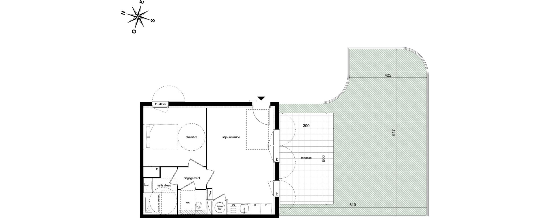 Appartement T2 de 40,35 m2 &agrave; Ch&acirc;teauneuf-Le-Rouge Centre