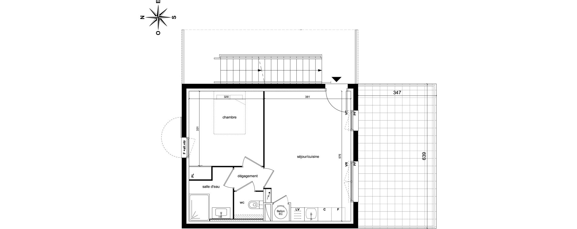Appartement T2 de 39,60 m2 &agrave; Ch&acirc;teauneuf-Le-Rouge Centre