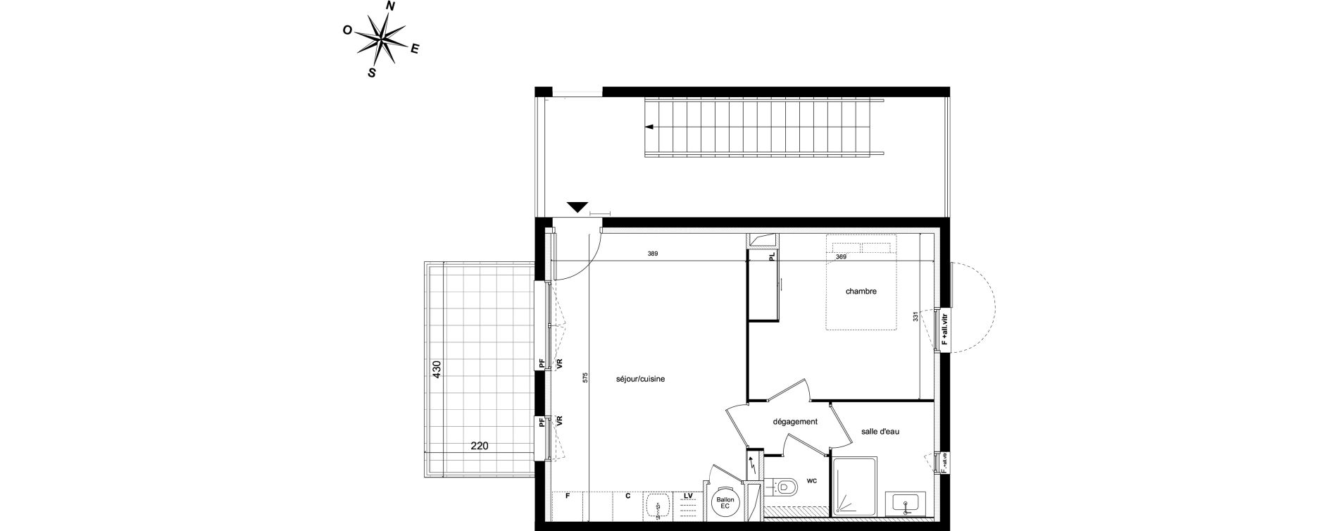 Appartement T2 de 42,00 m2 &agrave; Ch&acirc;teauneuf-Le-Rouge Centre