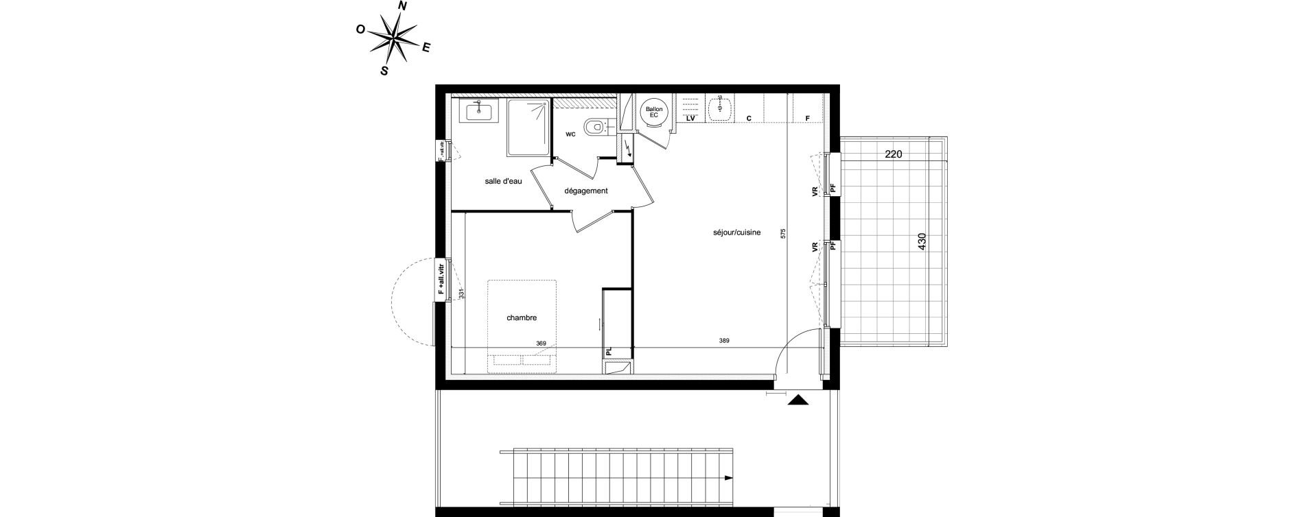 Appartement T2 de 42,00 m2 &agrave; Ch&acirc;teauneuf-Le-Rouge Centre