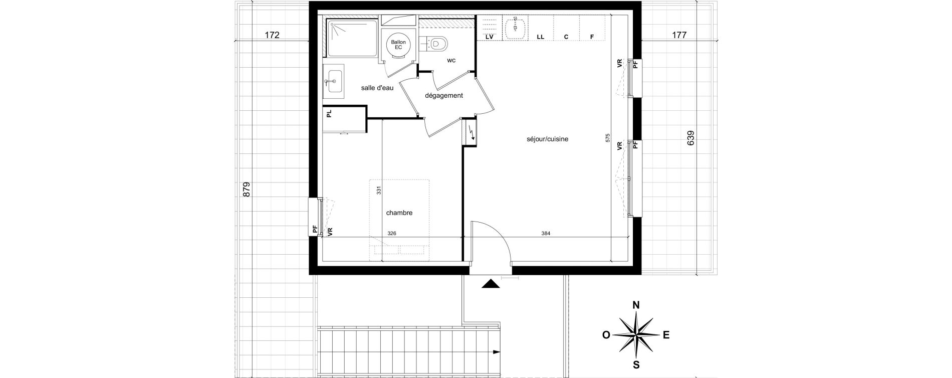 Appartement T2 de 39,25 m2 &agrave; Ch&acirc;teauneuf-Le-Rouge Centre