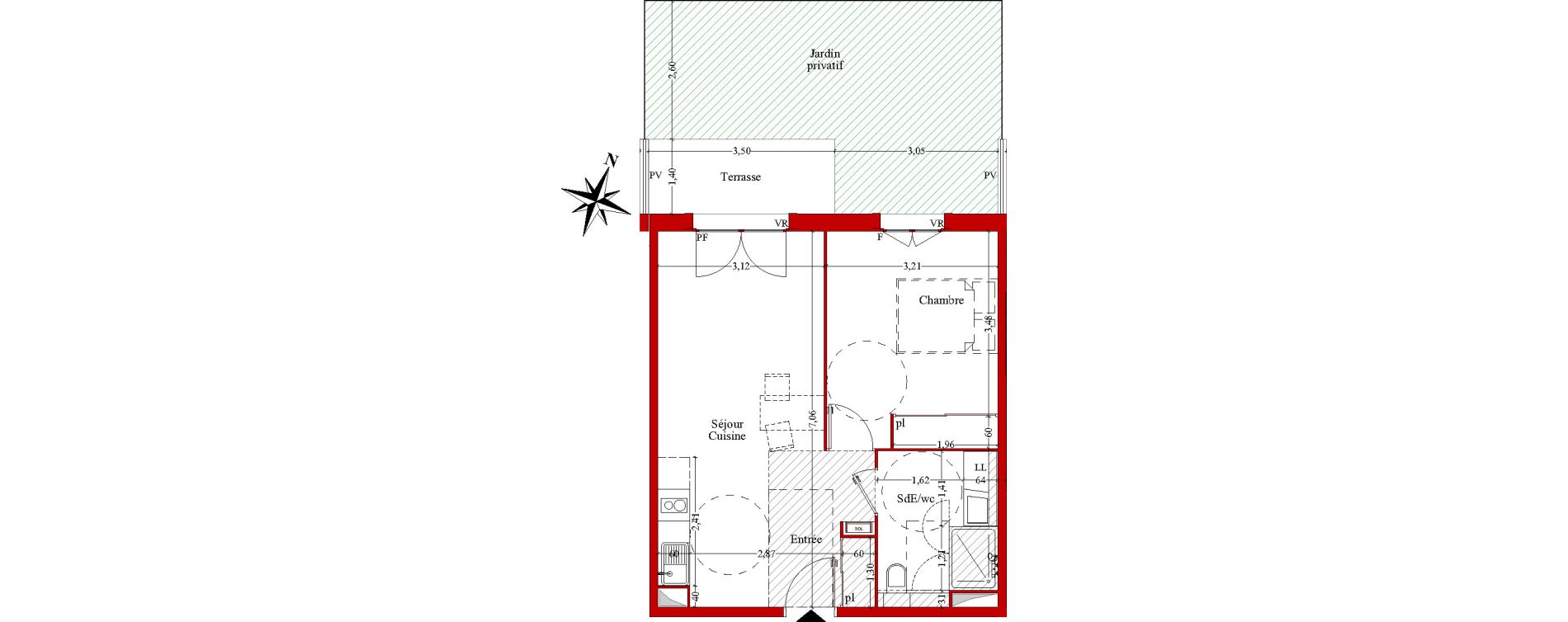 Appartement T2 de 43,74 m2 &agrave; Ch&acirc;teaurenard Centre
