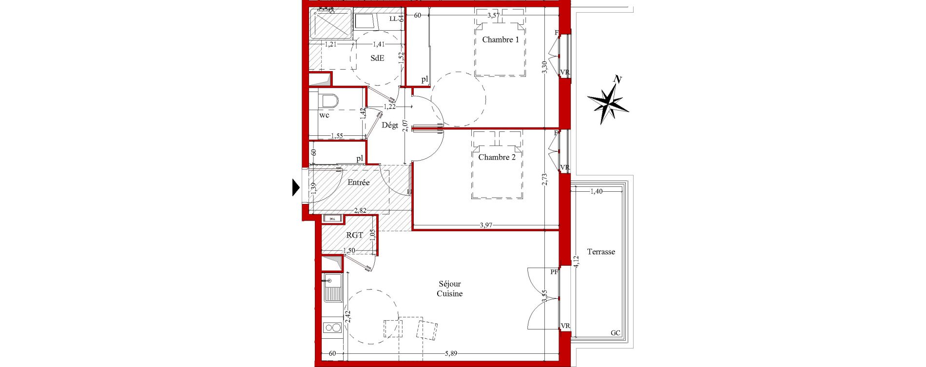 Appartement T3 de 62,84 m2 &agrave; Ch&acirc;teaurenard Centre