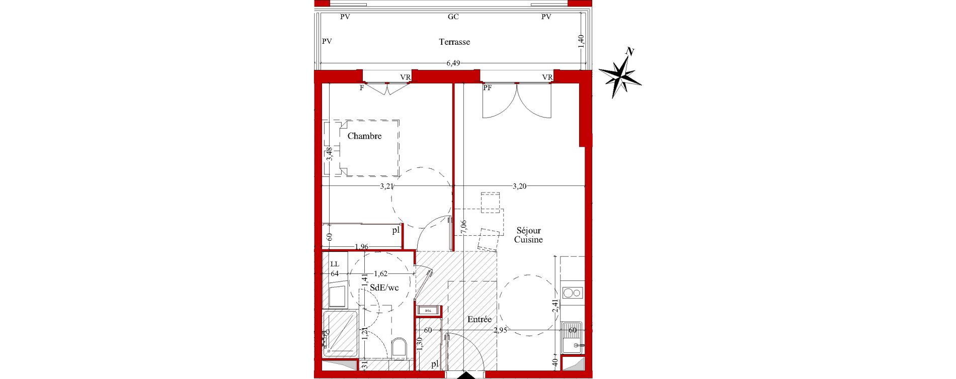 Appartement T2 de 44,08 m2 &agrave; Ch&acirc;teaurenard Centre