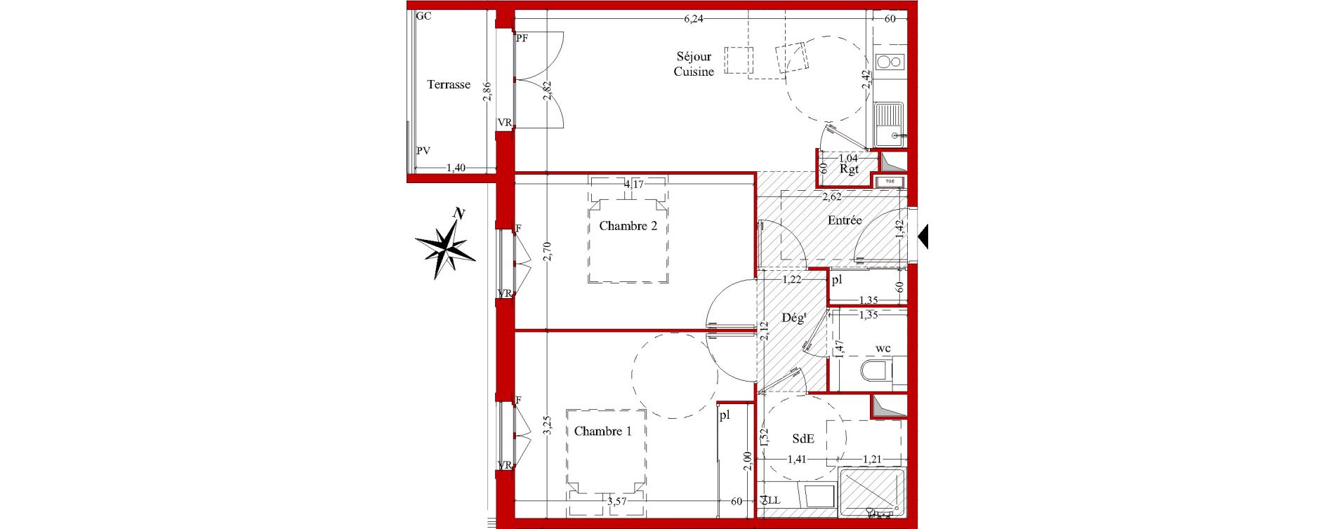 Appartement T3 de 58,75 m2 &agrave; Ch&acirc;teaurenard Centre