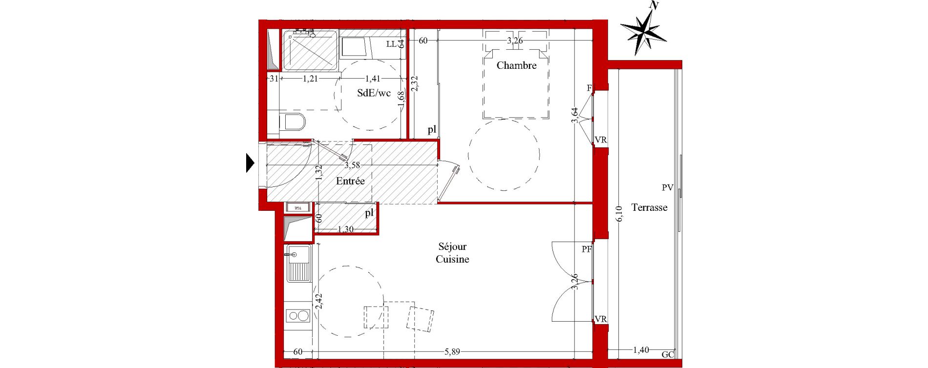 Appartement T2 de 44,90 m2 &agrave; Ch&acirc;teaurenard Centre