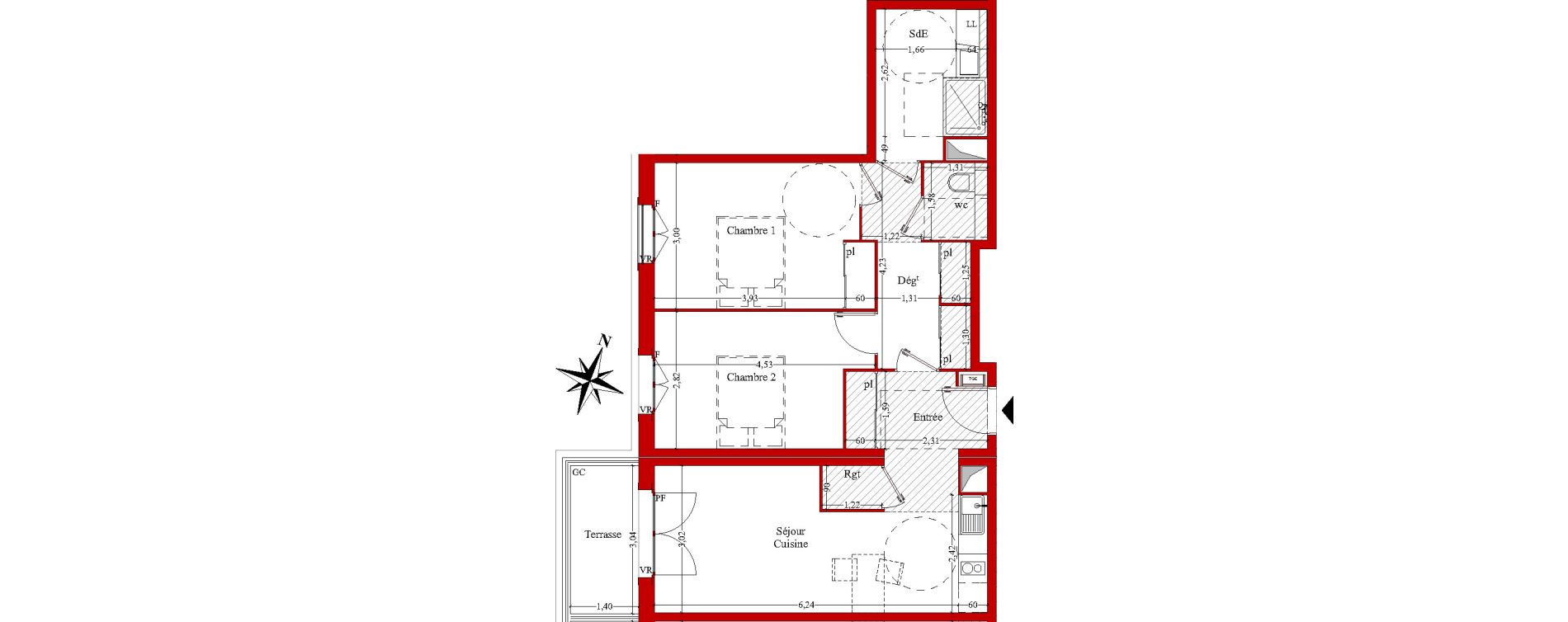 Appartement T3 de 65,52 m2 &agrave; Ch&acirc;teaurenard Centre