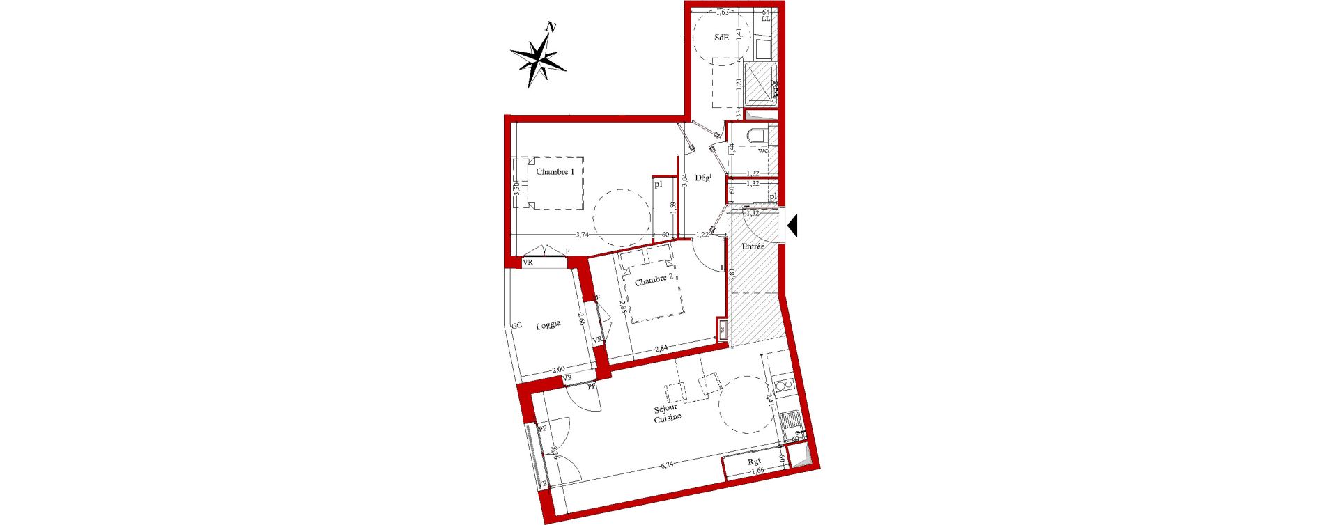 Appartement T3 de 64,27 m2 &agrave; Ch&acirc;teaurenard Centre