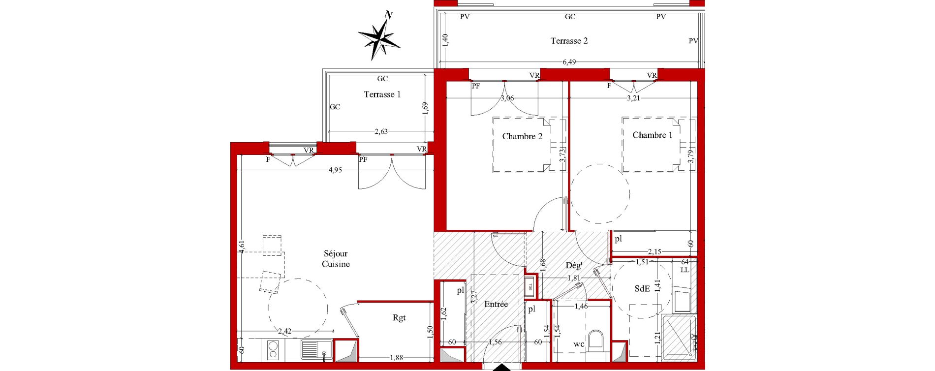 Appartement T3 de 68,92 m2 &agrave; Ch&acirc;teaurenard Centre