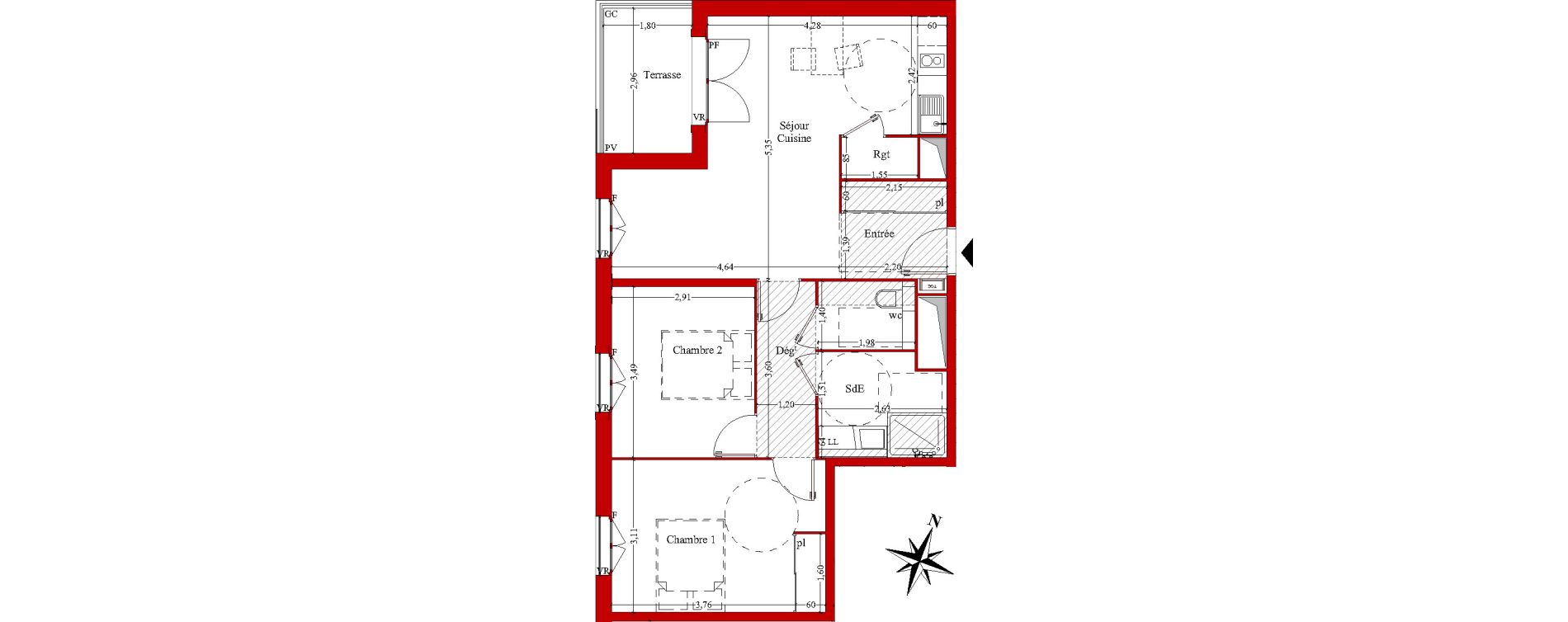 Appartement T3 de 65,85 m2 &agrave; Ch&acirc;teaurenard Centre