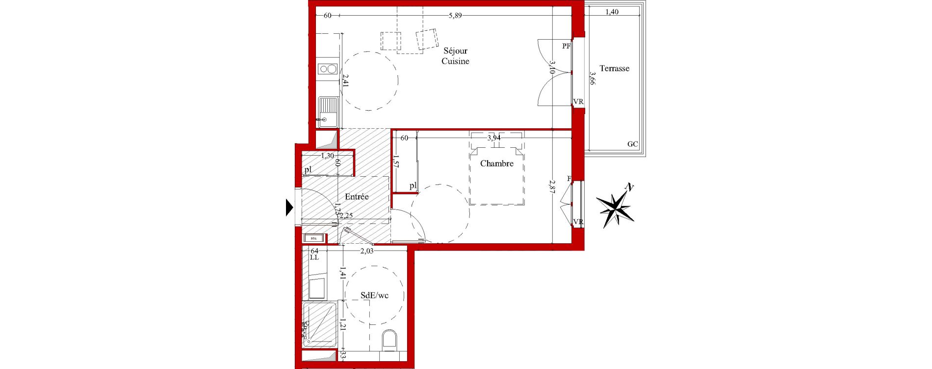 Appartement T2 de 46,50 m2 &agrave; Ch&acirc;teaurenard Centre