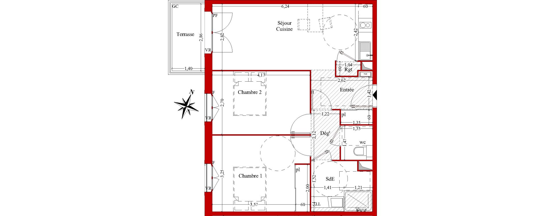 Appartement T3 de 58,75 m2 &agrave; Ch&acirc;teaurenard Centre