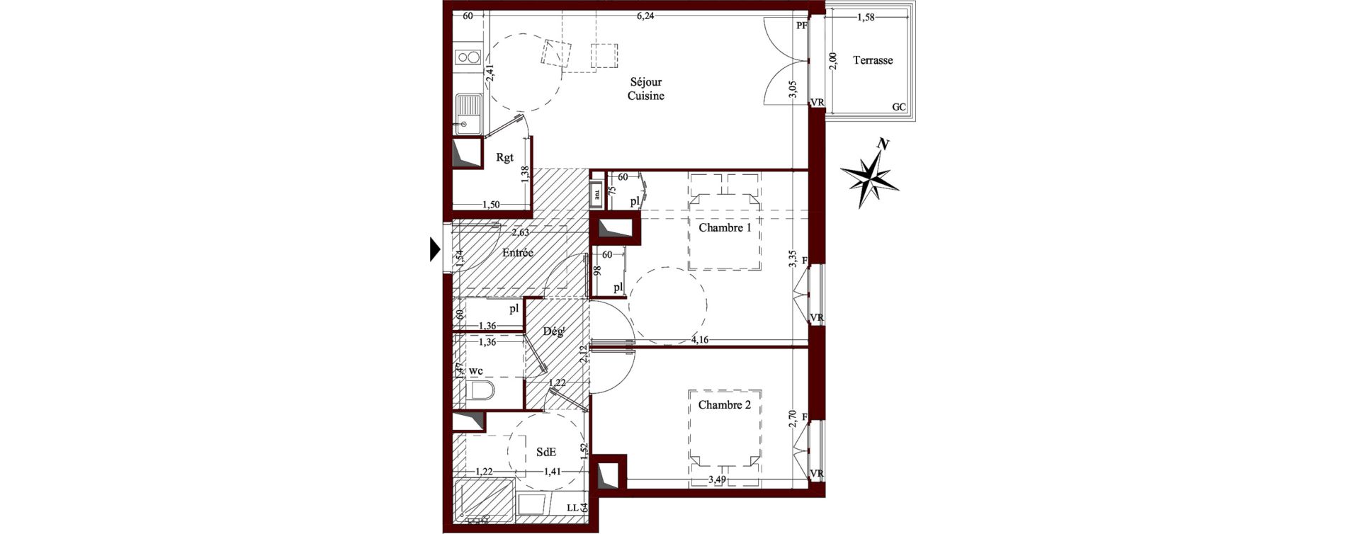 Appartement T3 de 61,28 m2 &agrave; Ch&acirc;teaurenard Centre
