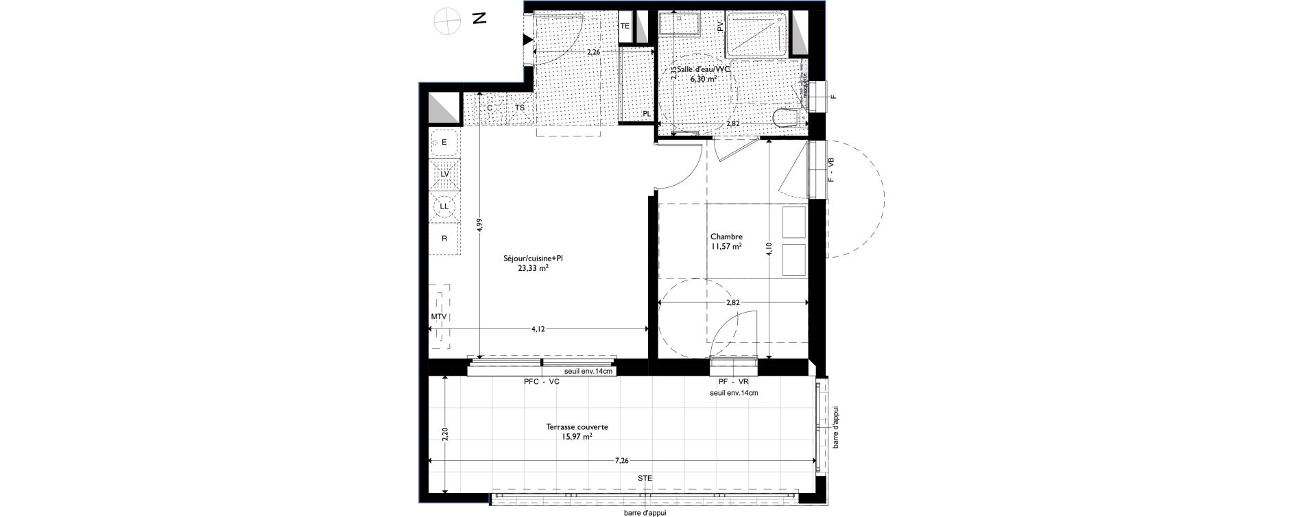 Appartement T2 de 41,20 m2 &agrave; Coudoux Centre
