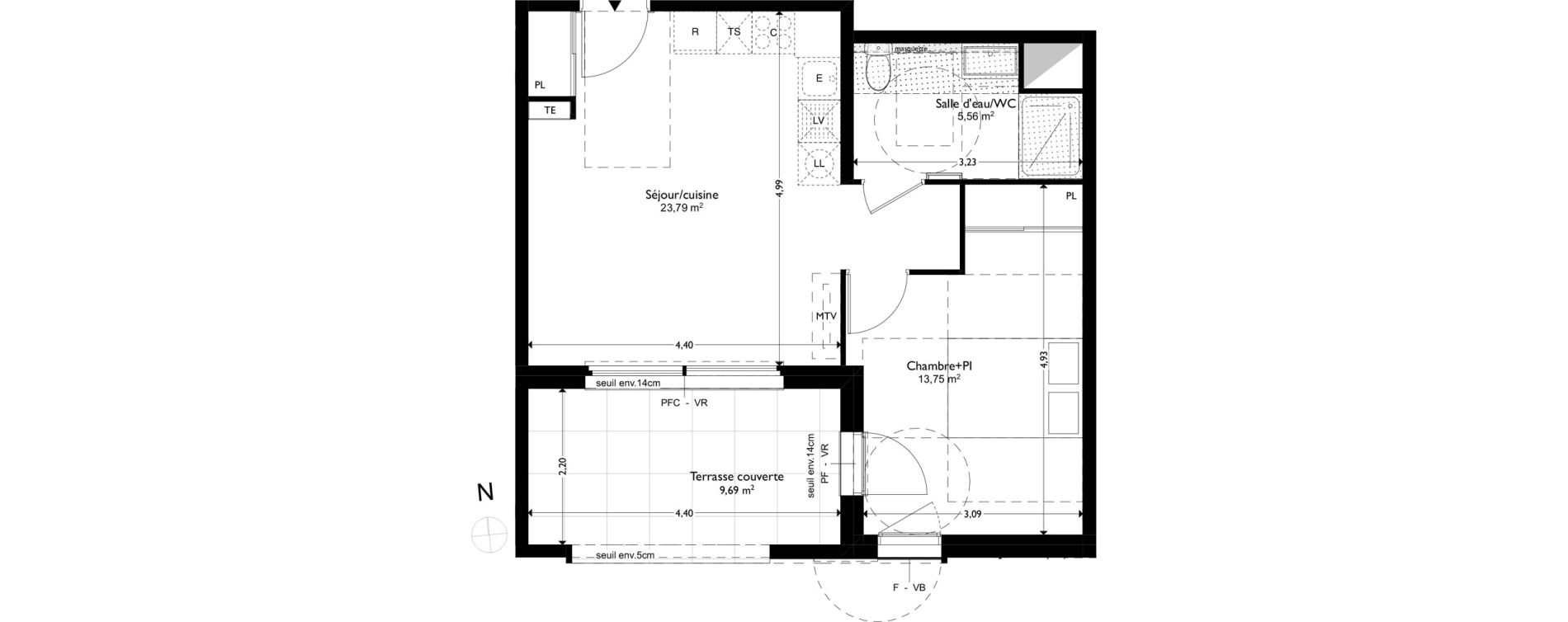 Appartement T2 de 43,10 m2 &agrave; Coudoux Centre