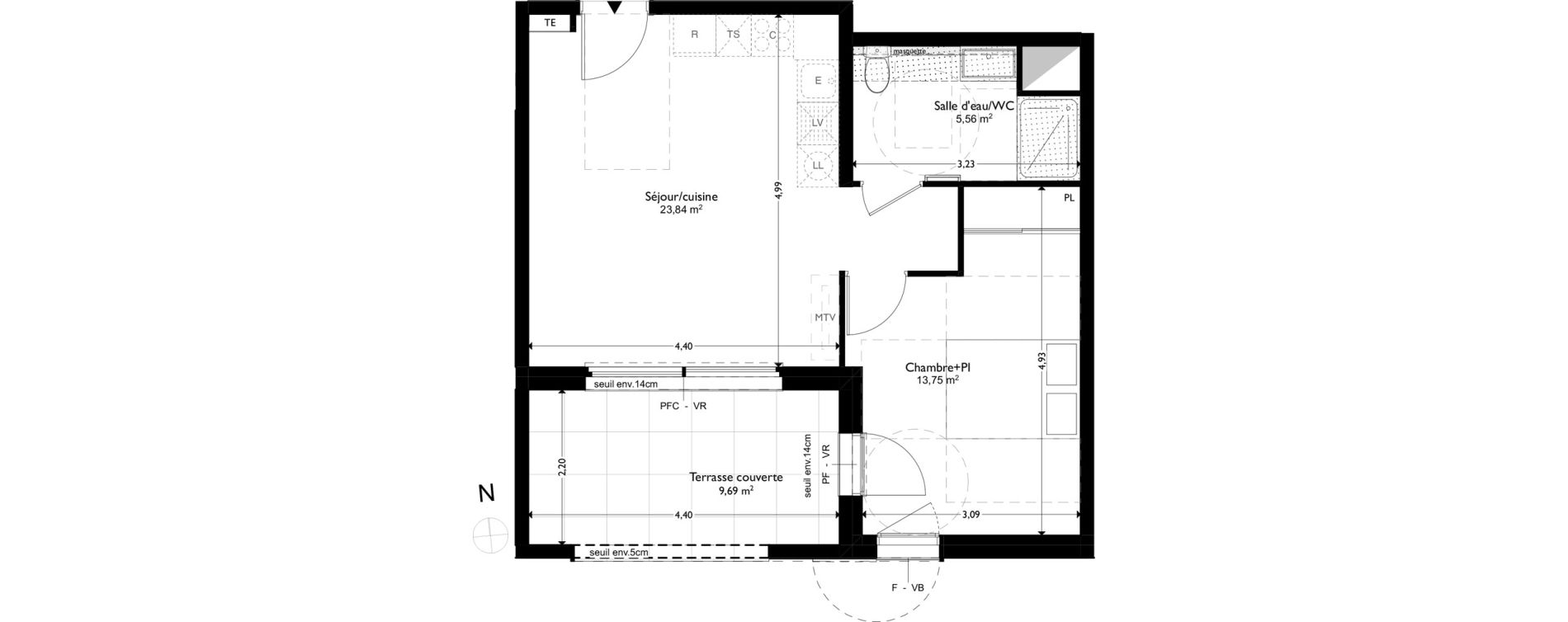Appartement T2 de 43,15 m2 &agrave; Coudoux Centre