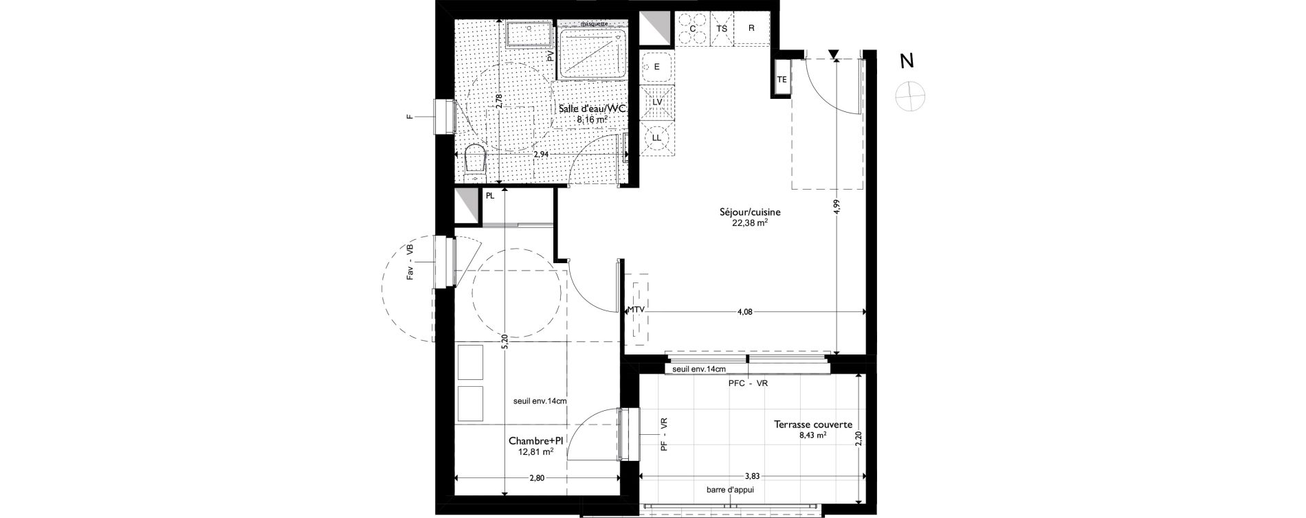 Appartement T2 de 43,35 m2 &agrave; Coudoux Centre