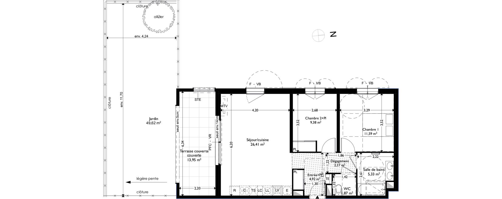 Appartement T3 de 61,77 m2 &agrave; Coudoux Centre