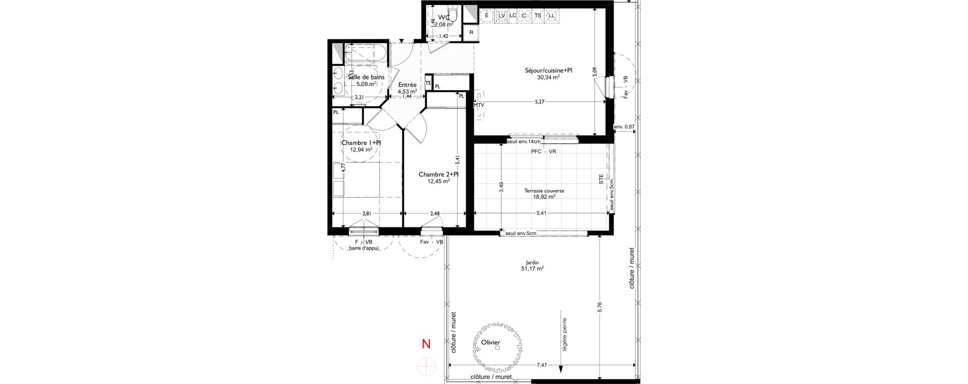 Appartement T3 de 67,43 m2 &agrave; Coudoux Centre