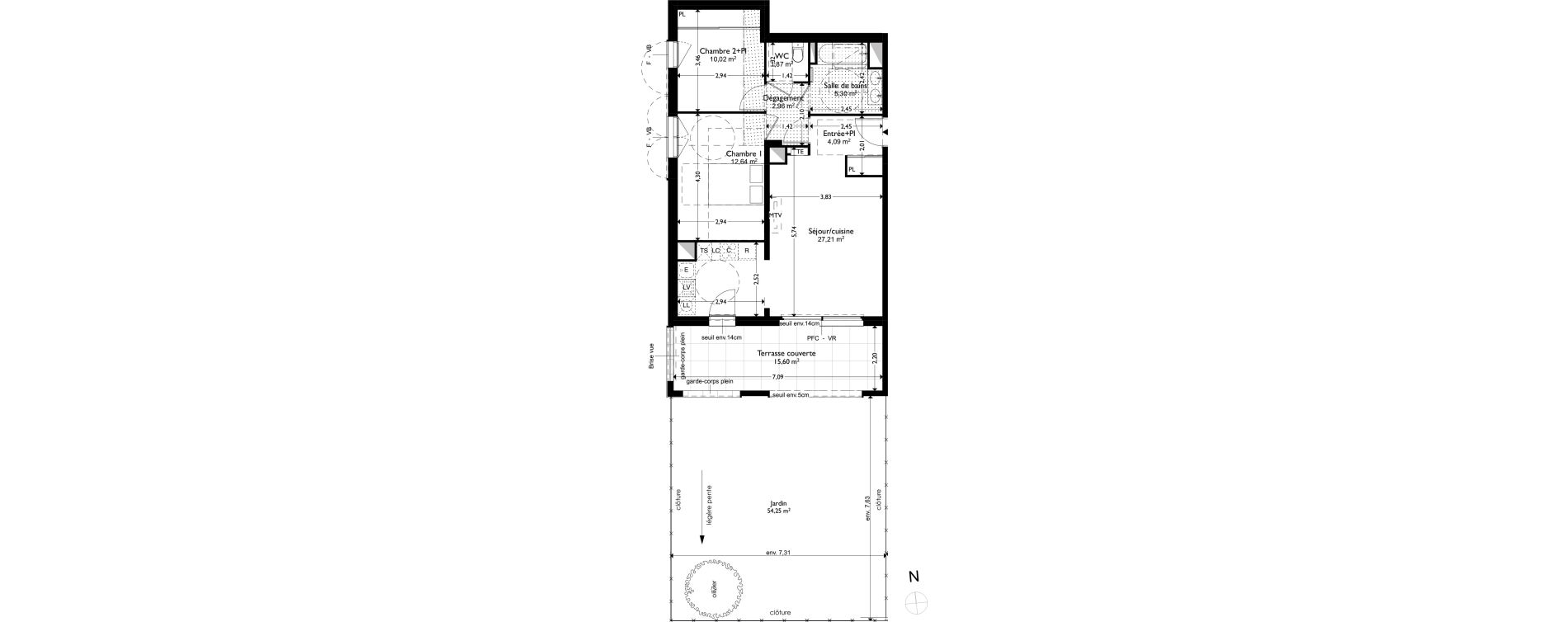 Appartement T3 de 64,09 m2 &agrave; Coudoux Centre