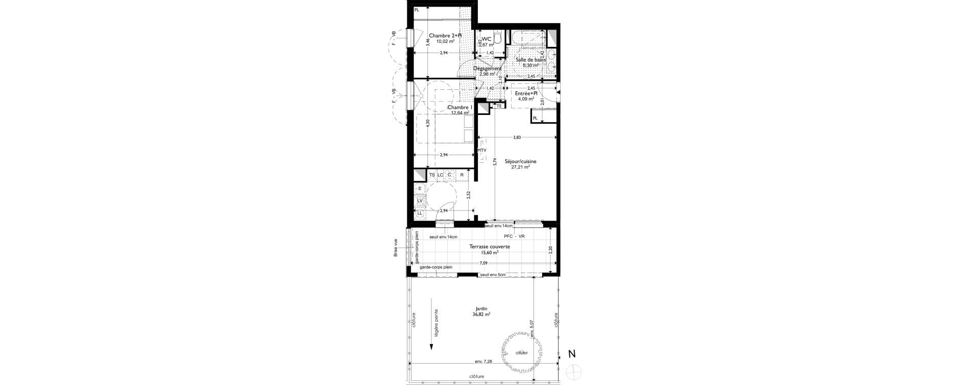 Appartement T3 de 64,09 m2 &agrave; Coudoux Centre