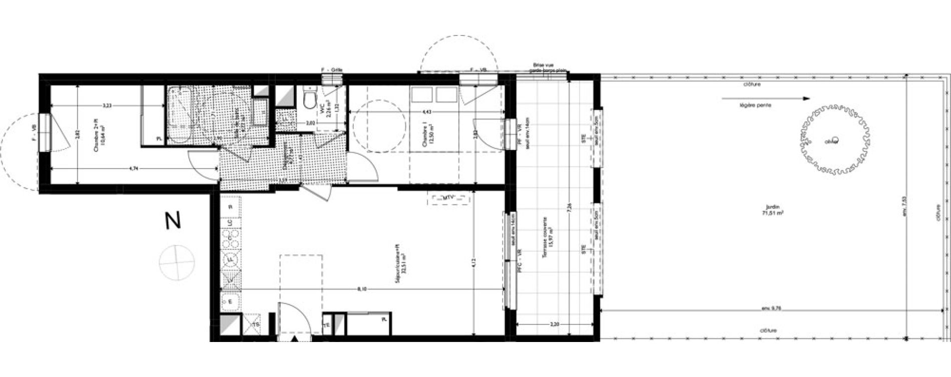 Appartement T3 de 67,45 m2 &agrave; Coudoux Centre