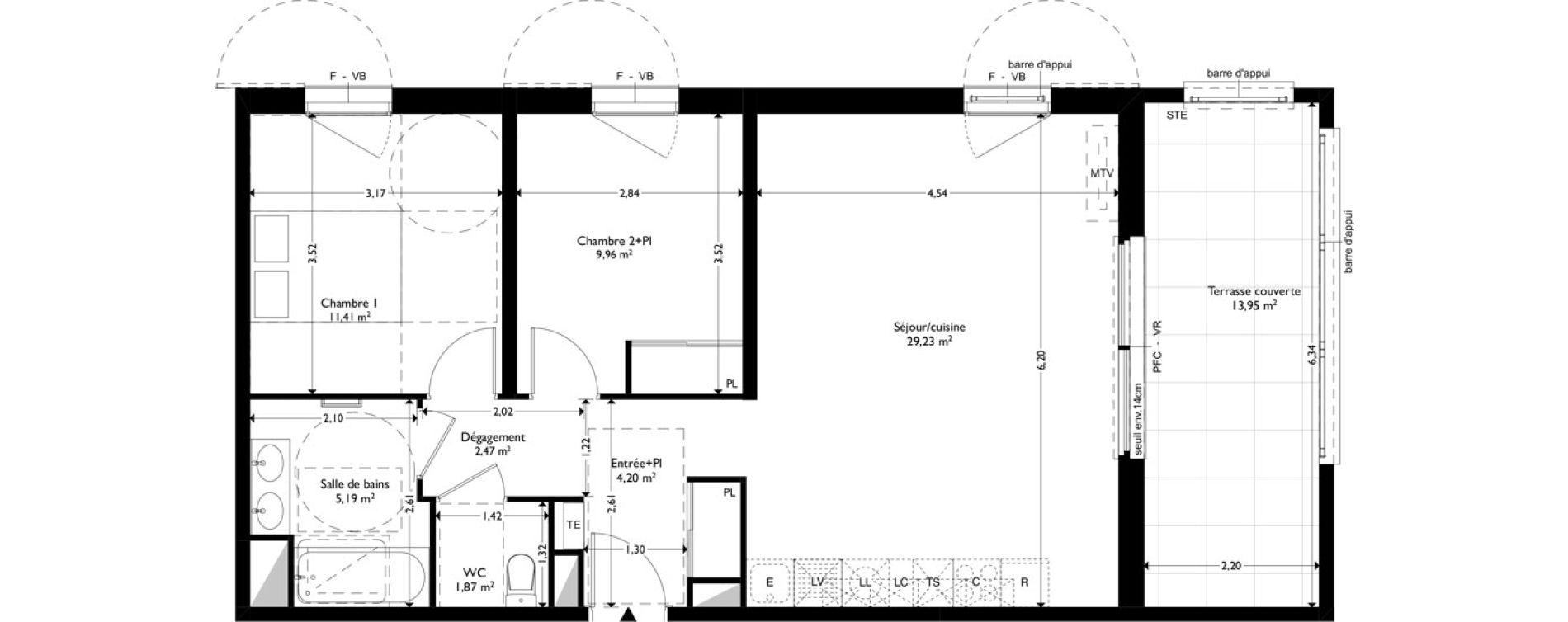 Appartement T3 de 64,33 m2 &agrave; Coudoux Centre