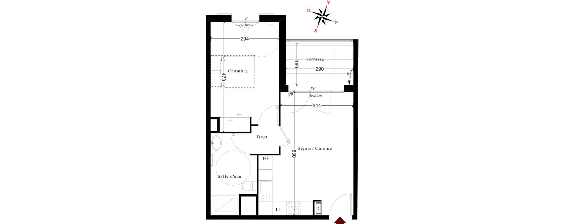 Appartement T2 de 39,65 m2 &agrave; Cuges-Les-Pins Centre