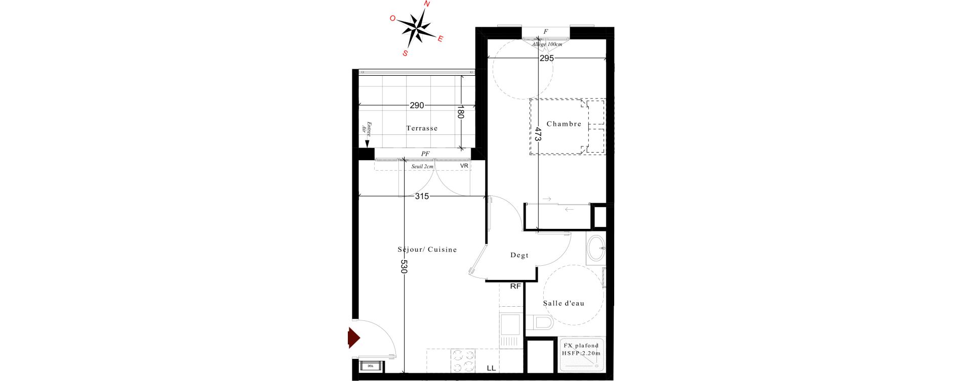 Appartement T2 de 39,74 m2 &agrave; Cuges-Les-Pins Centre